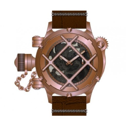 Invicta Russian Diver Skeleton Dial Brown Leather Men's Watch 14628 watches