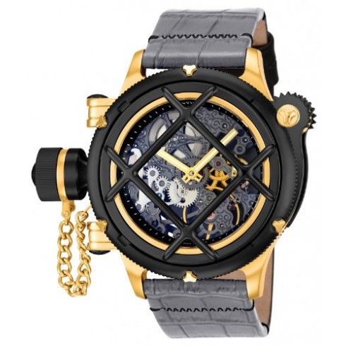 Invicta Russian Diver Skeleton Dial Grey Leather Men's Watch 14626 watches