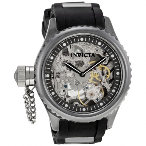 Invicta Russian Diver Skeleton Mechanical Rubber Strap Men's Watch 1848 watches