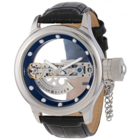 Invicta Russian Diver Transparent Dial Vlack Leather Men's Watch 14212 watches