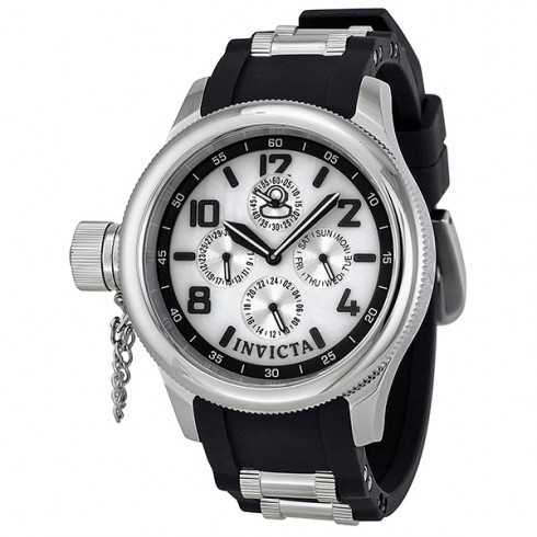 Invicta Russian White Dial Black Rubber Mid Size Watch 1810 watches