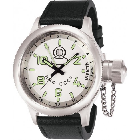 Invicta Russion Dive White Dial Black Leather Men's Watch 7003 watches