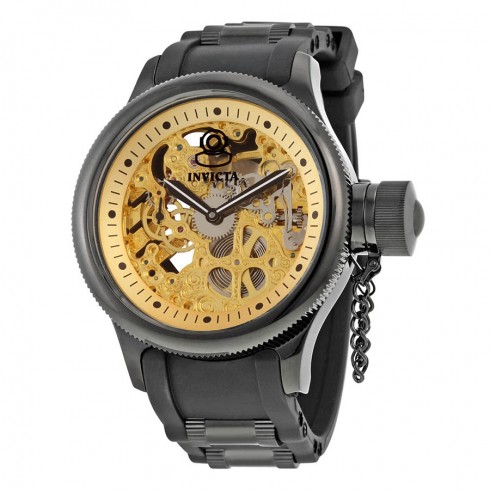 Invicta Russion Diver Gold Skeleton Dial Black Polyurethane Men's Watch 17279 watches
