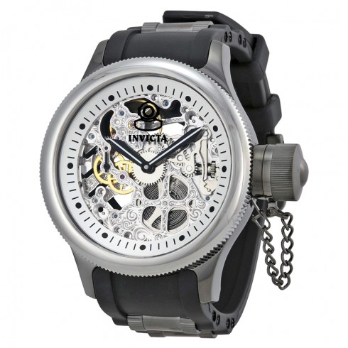 Invicta Russion Diver Silver Skeleton Dial Black Polyurethane Men's Watch 17272 watches