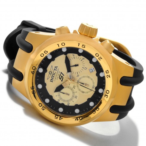 Invicta S1 Aviation Chronograph Black and Gold Dial Black Rubber Men's Watch 1511 watches
