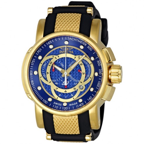 Invicta S1 Chronograph Blue Dial Black Leather Men's Watch 0897 watches