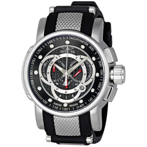 Invicta S1 Black Dial Chronograph Tachymeter Black Rubber Strap Men's Watch 0893 watches