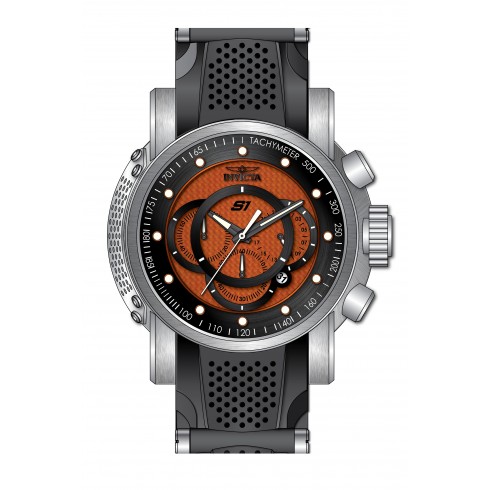 Invicta S1 Rally Chronograph Black and Orange Carbon Fiber Dial Stainless Steel and Black Polyurethane Men's Watch 19322 watches