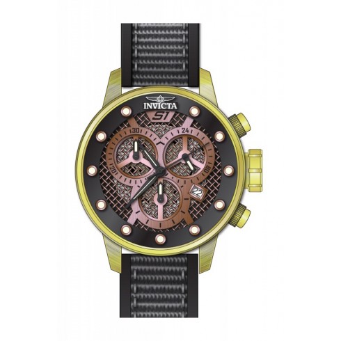 Invicta S1 Rally Chronograph Black and Rose Dial Black Nylon Men's Watch watches