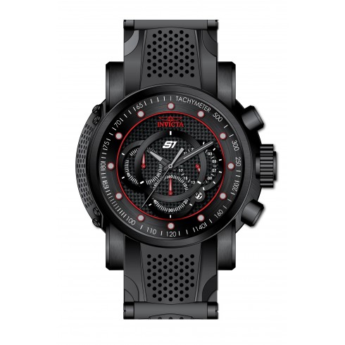 Invicta S1 Rally Chronograph Black Carbon Fiber Dial Black Ion-plated and Black Polyurethane Men's Watch 19323 watches
