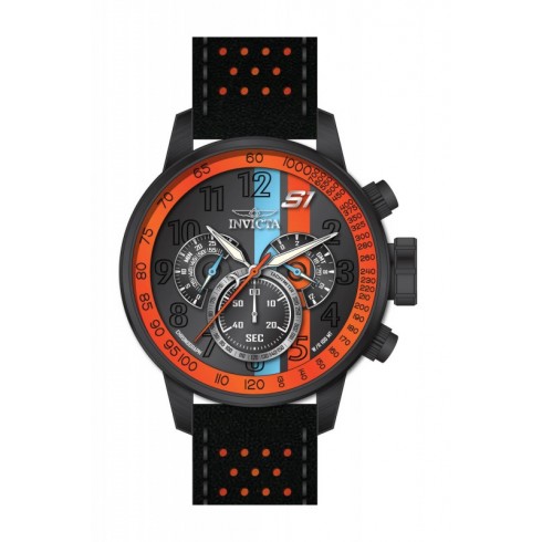 Invicta S1 Rally Chronograph Black Dial Black and Orange Leather Men's Watch 19288 watches