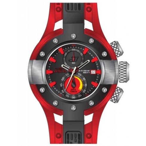 Invicta S1 Rally Chronograph Black Dial Black and Red Polyurethane Rubber Men's Watch 13066 watches