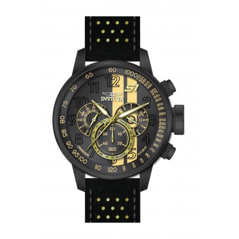 Invicta S1 Rally Chronograph Black Dial Black and Yellow Leather Men's Watch 19289 watches