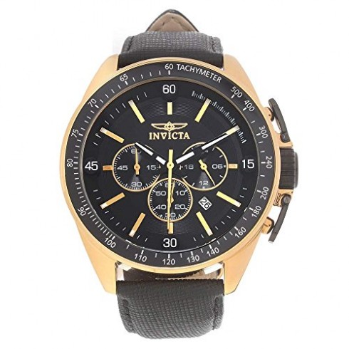 Invicta S1 Rally Chronograph Black Dial Grey Leather Men's Watch 15908 watches