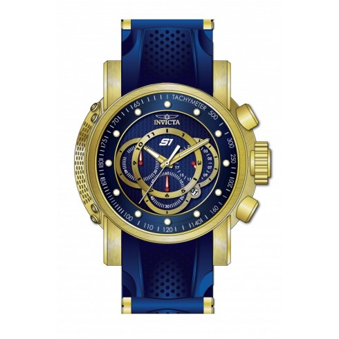 Invicta S1 Rally Chronograph Blue Dial Blue Silicone Gold-plated Men's Watch 19330 watches