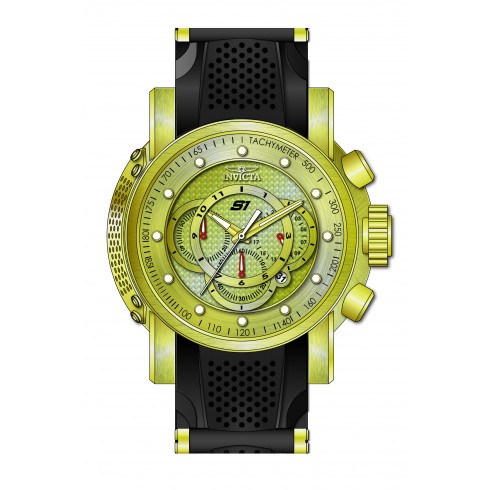 Invicta S1 Rally Chronograph Gold Carbon Fiber Dial Gold-plated and Black Polyurethane Men's Watch 19326 watches