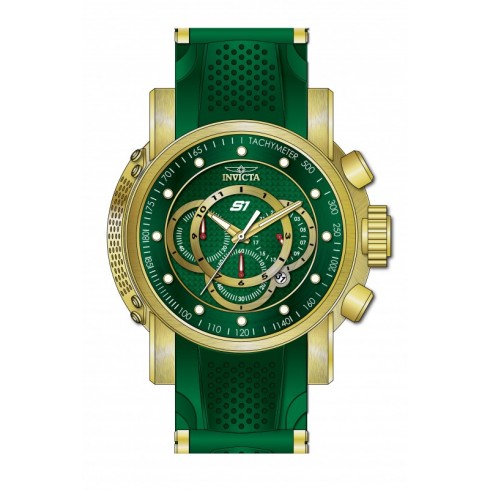 Invicta S1 Rally Chronograph Green Dial Green Silicone Gold-plated Men's Watch 19331 watches
