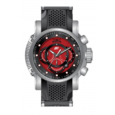 Invicta S1 Rally Chronograph Red and Black Carbon Fiber Dial Stainless Steel and Black Polyurethane Men's Watch 19319 watches