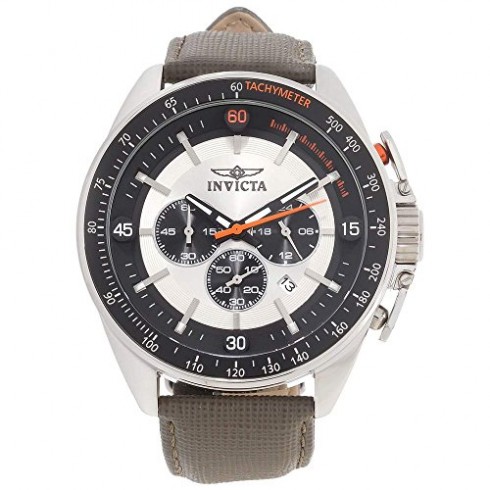 Invicta S1 Rally Chronograph Silver and Black Dial Grey Leather Men's Watch 15907 watches