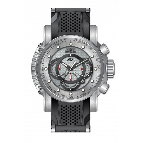 Invicta S1 Rally Chronograph Silver Carbon Fiber Dial Stainless Steel and Black Polyurethane Men's Watch 19318 watches