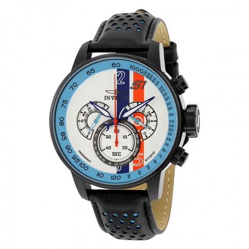 Invicta S1 Rally Chronograph White and Blue Dial Black and Blue Leather Men's Watch 19290 watches