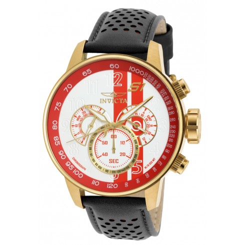 Invicta S1 Rally Chronograph White and Orange Dial Black Leather Men's Watch 19906 watches