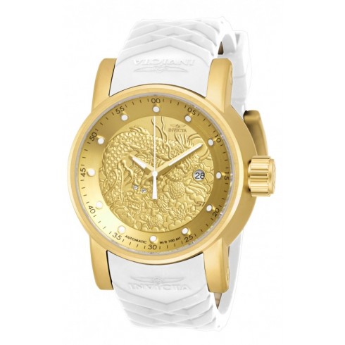 Invicta S1 Rally Gold Textured Dial White and Beige Silicone Men's Watch 19546 watches