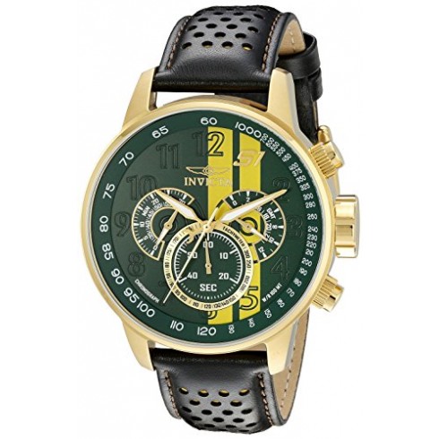 Invicta S1 Rally Green and Yellow Dial Black Leather Men's Watch 19902 watches