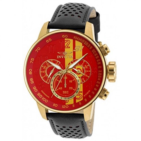 Invicta S1 Rally Red (Yellow Accented) Dial Black Leather Men's Watch 19904 watches