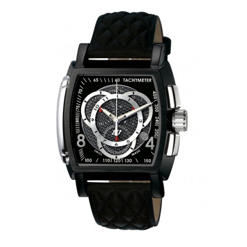 Invicta S1 Sapphire Chronograph Tachymeter Black Dial Black Leather Men's Watch 5401 watches