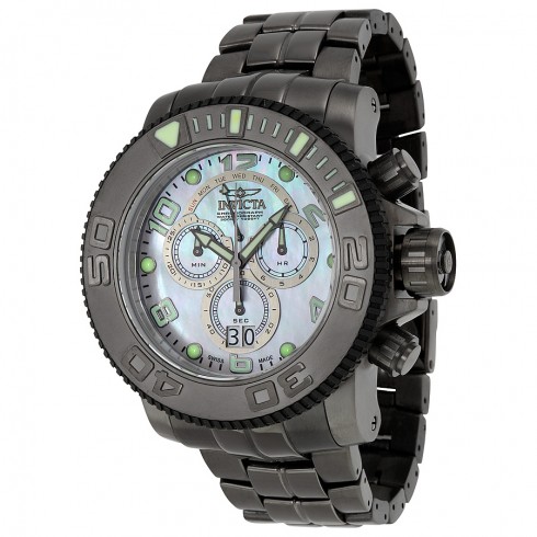 Invicta Sea Hunter Chronograph Platunum Mother of Pearl Dial Gunmetal Ion-plated Men's Watch 10770 watches