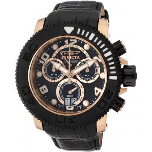 Invicta Sea Hunter Pro Diver Chronograph Black Dial Black Leather Band Men's Watch 11168 watches