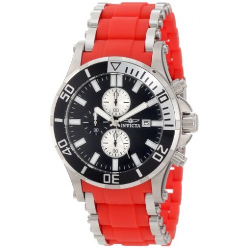 Invicta Sea Spider Chronograph Black Dial Stainless Steel Red Rubber Men's Watch 80135 watches