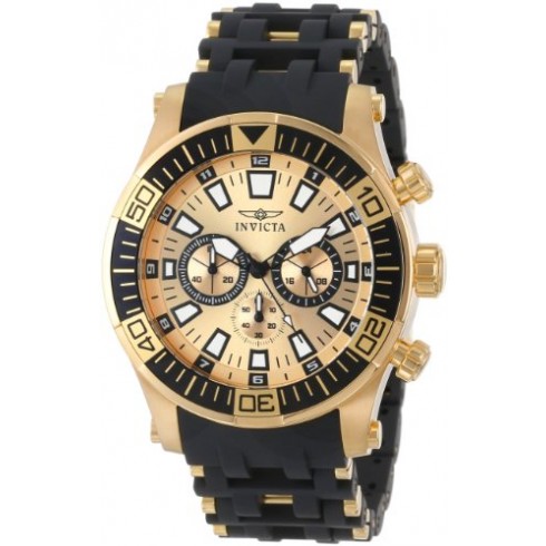 Invicta Sea Spider Chronograph Gold Dial Black Polyurethane Men's Watch 14557 watches