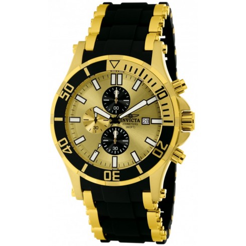 Invicta Sea Spider Chronograph Gold Dial Gold-lated and Black Polyurethane Men's Watch 1478 watches