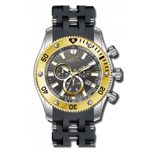 Invicta Sea Spider Chronograph Grey Dial Black Rubber Strap With Steel Inserts Men's Watch 13853 watches