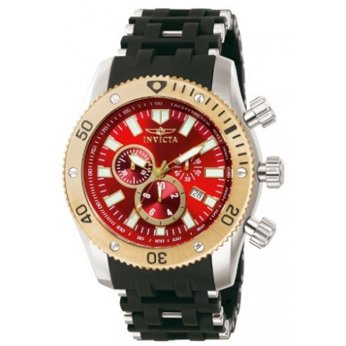Invicta Sea Spider Chronograph Red Dial Stainless Steel Black Polyurethane Men's Watch 13855 watches