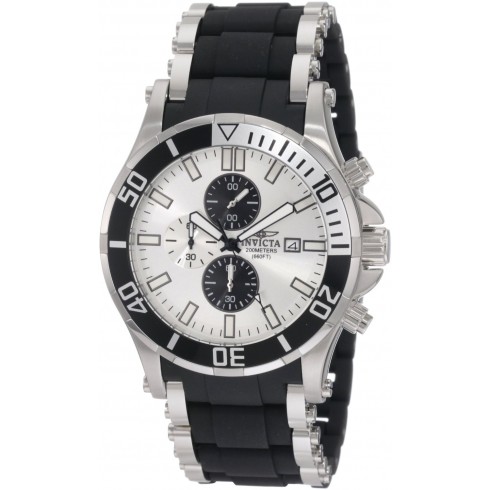 Invicta Sea Spider Collection Scuba Chronograph Silver Dial Stainless Steel and Black Polyurethane Men's Watch 1475 watches