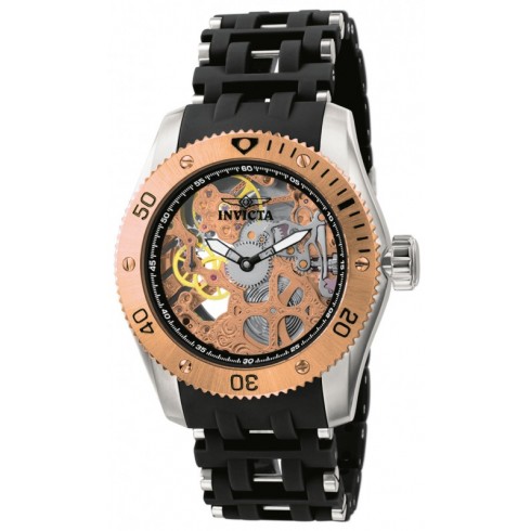 Invicta Sea Spider Mechanical Gold Skeleton Dial Black Rubber Men's Watch 10351 watches