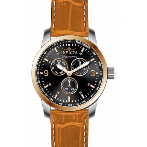Invicta Signature Chronograph Black Dial Brown Leather Men's Watch 7023 watches