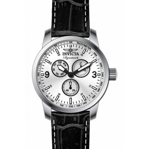 Invicta Signature Chronograph Silver Dial Black Leather Men's Watch 7021 watches