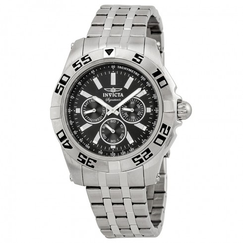 Invicta Signature II Black Dial Chronograph Stainless Steel Men's Watch 7301 watches