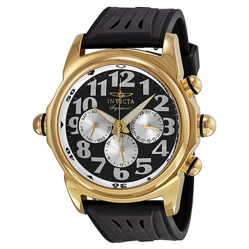 Invicta Signature II Black Dial Gold-tone PVD Black Polyurethane Men's Watch 7488 watches