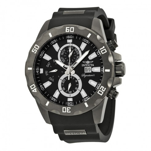 Invicta Signature II Black Dial Gunmetal Grey Stainless Steel GMT Men's Watch 7486 watches