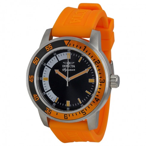 Invicta Signature II Black Dial Orange Rubber Strap Men's Watch 7462 watches