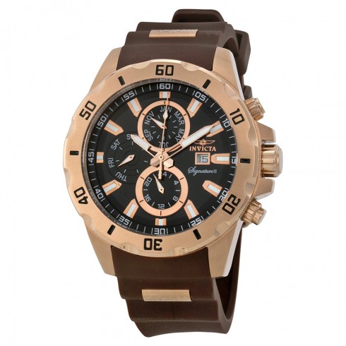 Invicta Signature II Black Dial Rose Gold-tone Stainless Steel GMT Men's Watch 7485 watches