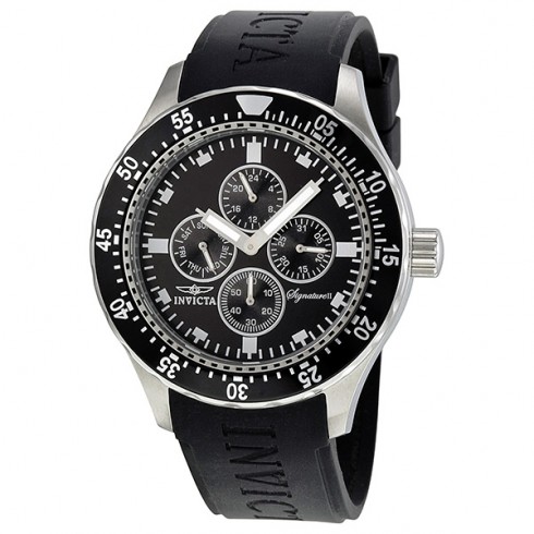 Invicta Signature II Black Dial Stainless Steel Black Rubber Men's Watch 7401 watches