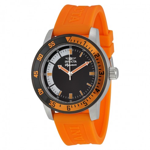 Invicta Signature II Black Dial Stainless Steel Orange Rubber Men's Watch watches