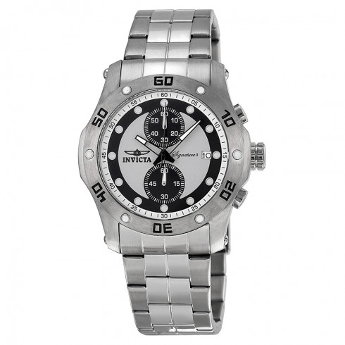 Invicta Signature II Chronograph Black and Silver Dial Stainless Steel Men's Watch 7382 watches