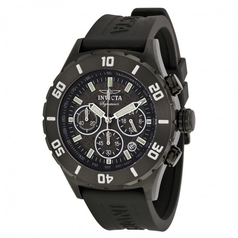 Invicta Signature II Chronograph Black Dial Black Black Rubber Strap Men's Watch 7381 watches